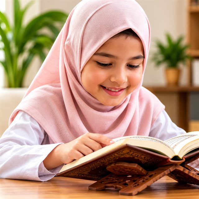 Child reading the Quran